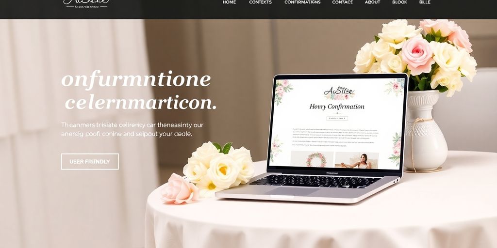 Moderne hjemmeside design til konfirmation med blomster.