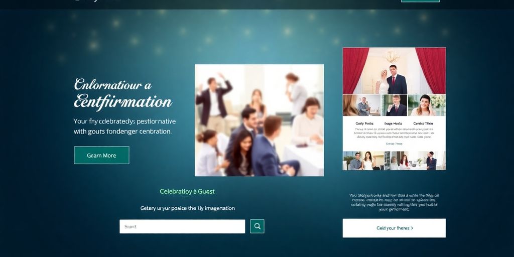 Elegant hjemmeside til konfirmation med festlige elementer.