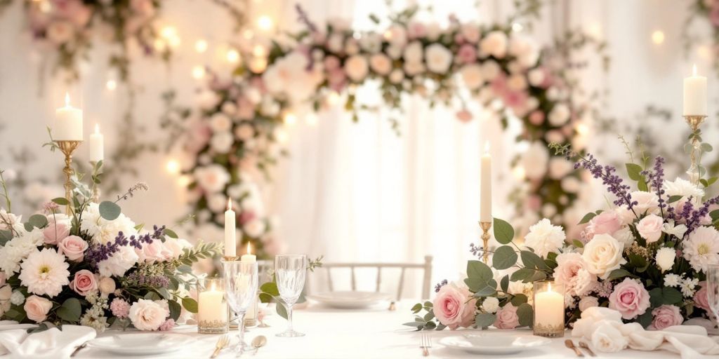 Pæn dekoration på bord til fest