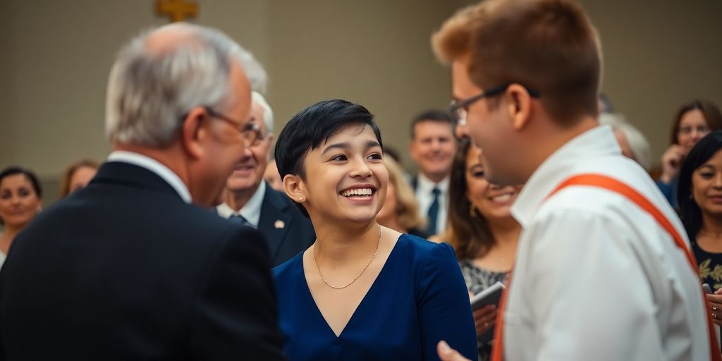 Mennesker mødes og smiler