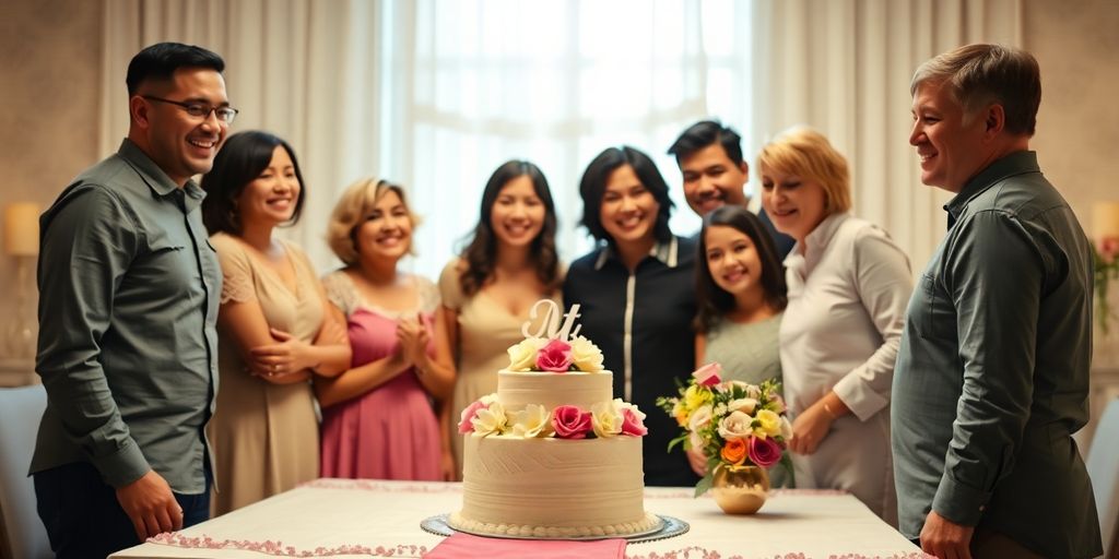 Familie og venner fejrer dåbsdagen sammen.