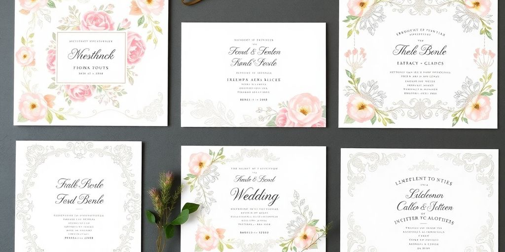 Bryllupsinvitationer i smukt design og farver