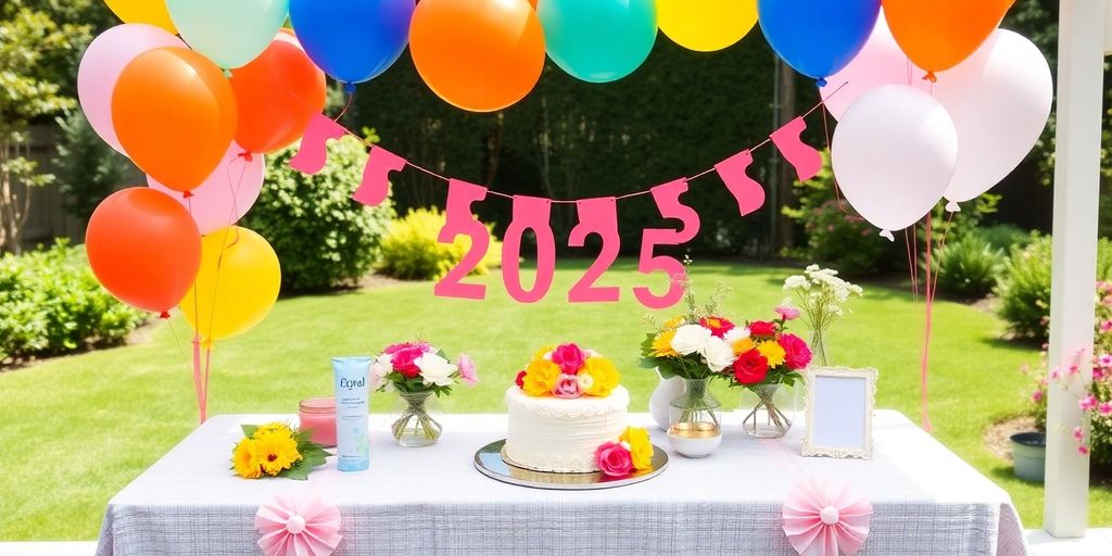 2025 skilt med balloner i have