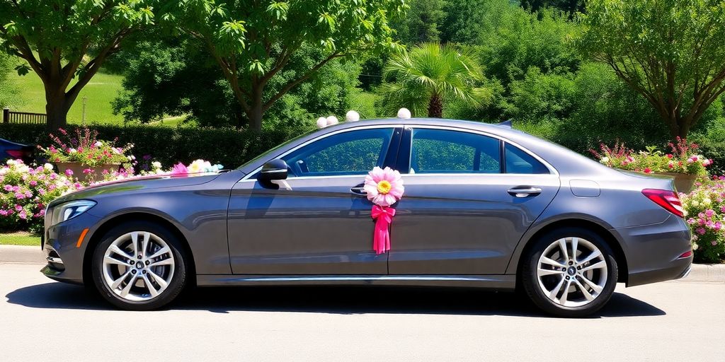 Pyntet bil med blomst på