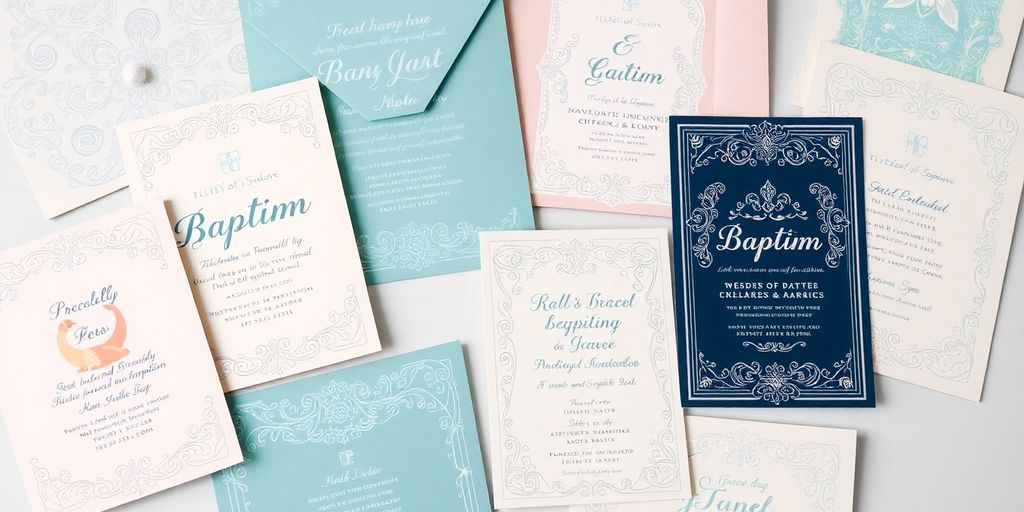 Personlige dåbsinvitationer i smukt design.