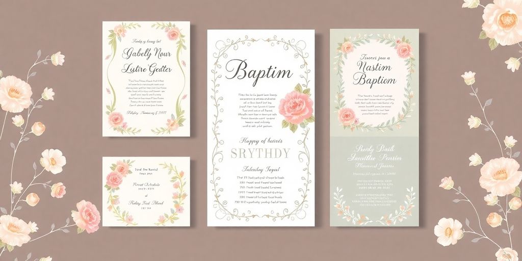 Billede af dåb invitationsdesign i pastelfarver.