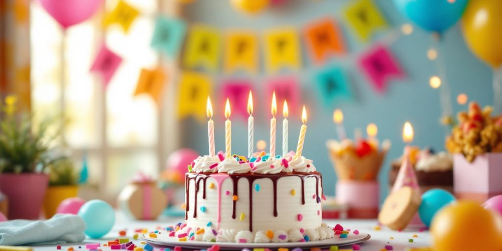 Lagkage med tændte lys