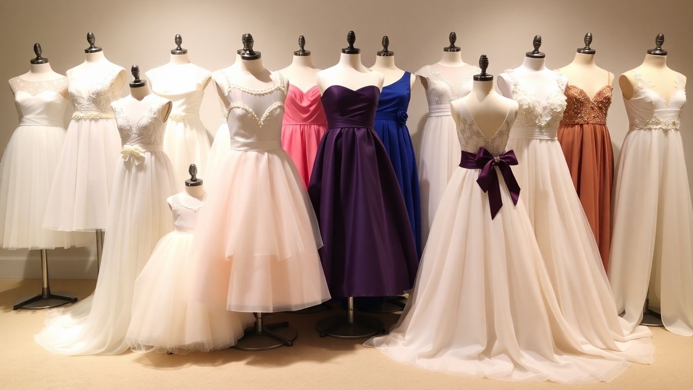 Smukke brudepigekjoler i forskellige stilarter og farver.