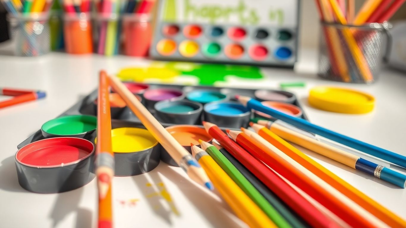 Farverigt tegne- og malersæt til børn.