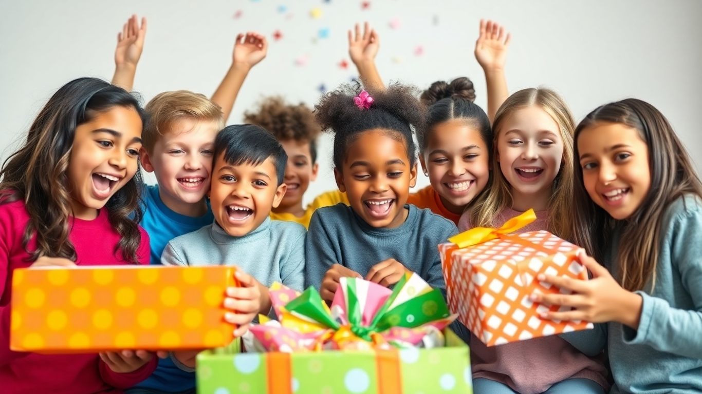 Glade 12-årige åbner gaver med begejstring.