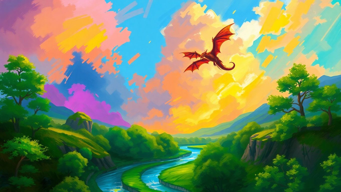 Krita tegneprogram med drage og landskab