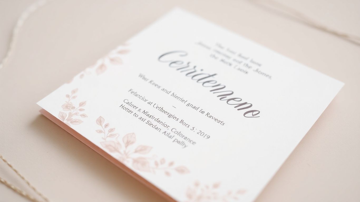 Personlig barnedåbsinvitation med blomster og elegant skrift.