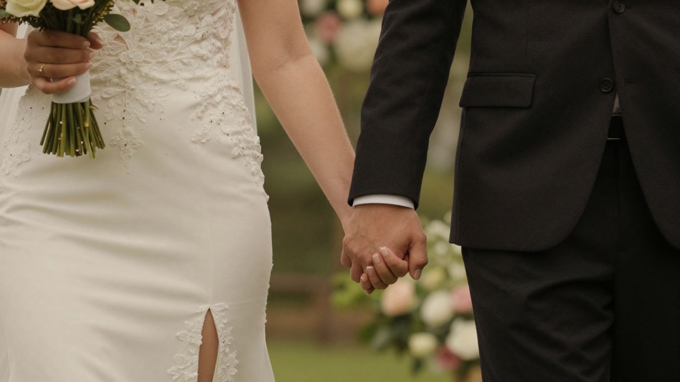Bryllupspar holder hinanden i hånden