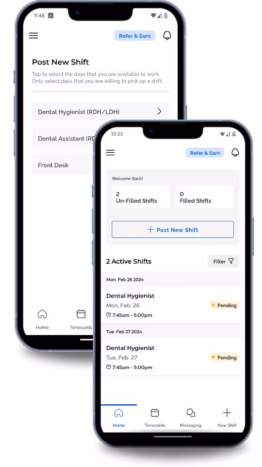 Dental office managers can use the Kwikly mobile app to post shifts for dental hygienists and assistants.