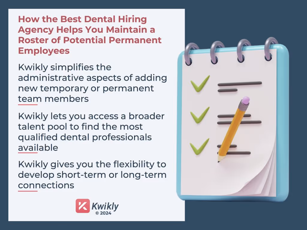 Quotation about the efficiency of hiring with Kwikly, one of the best dental hiring agencies in the USA.