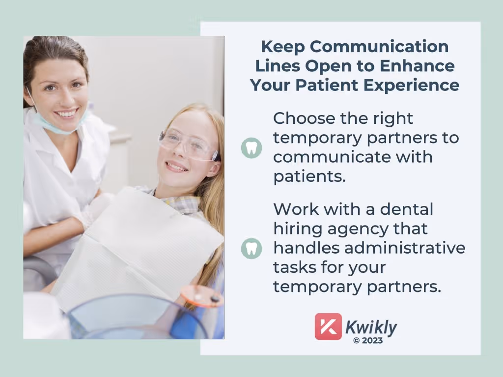 A temp dental hygienist working attentively on a patient, a service facilitated by Kwikly's robust dental staffing network.