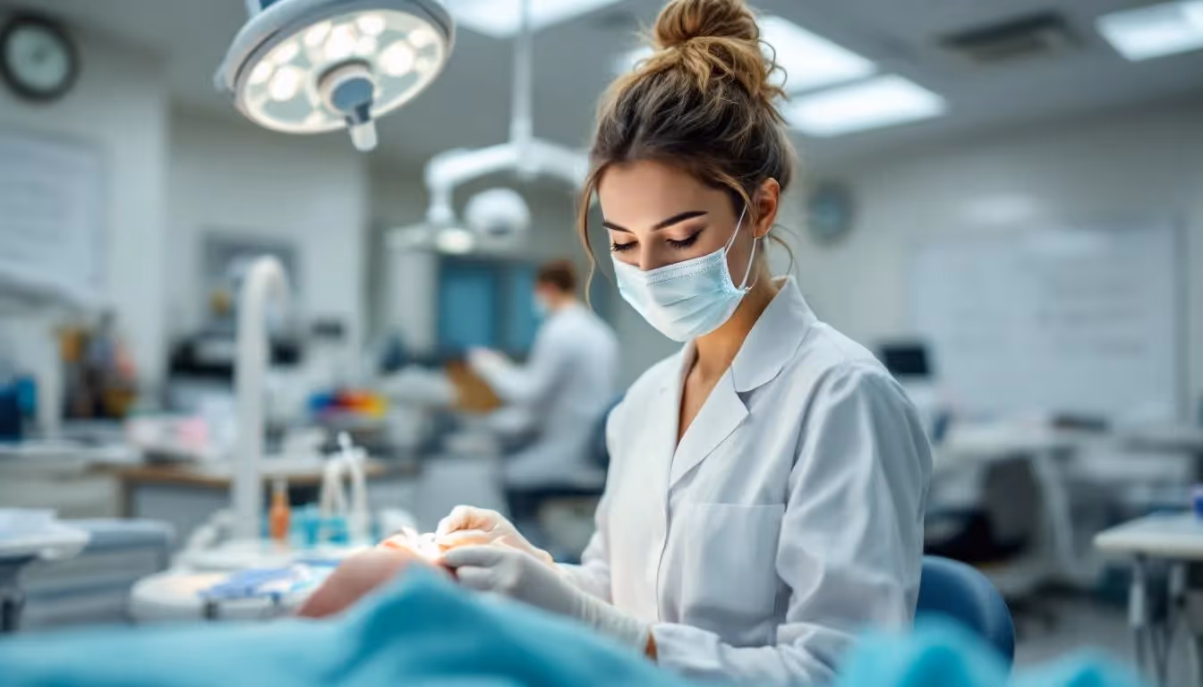 A dental hygiene student practicing clinical skills in a lab, highlighting practical tips for success.