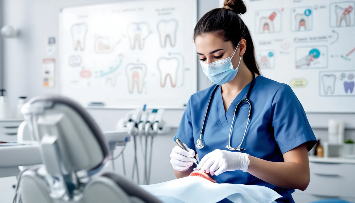 A dental assistant engaging in professional development and continuing education.