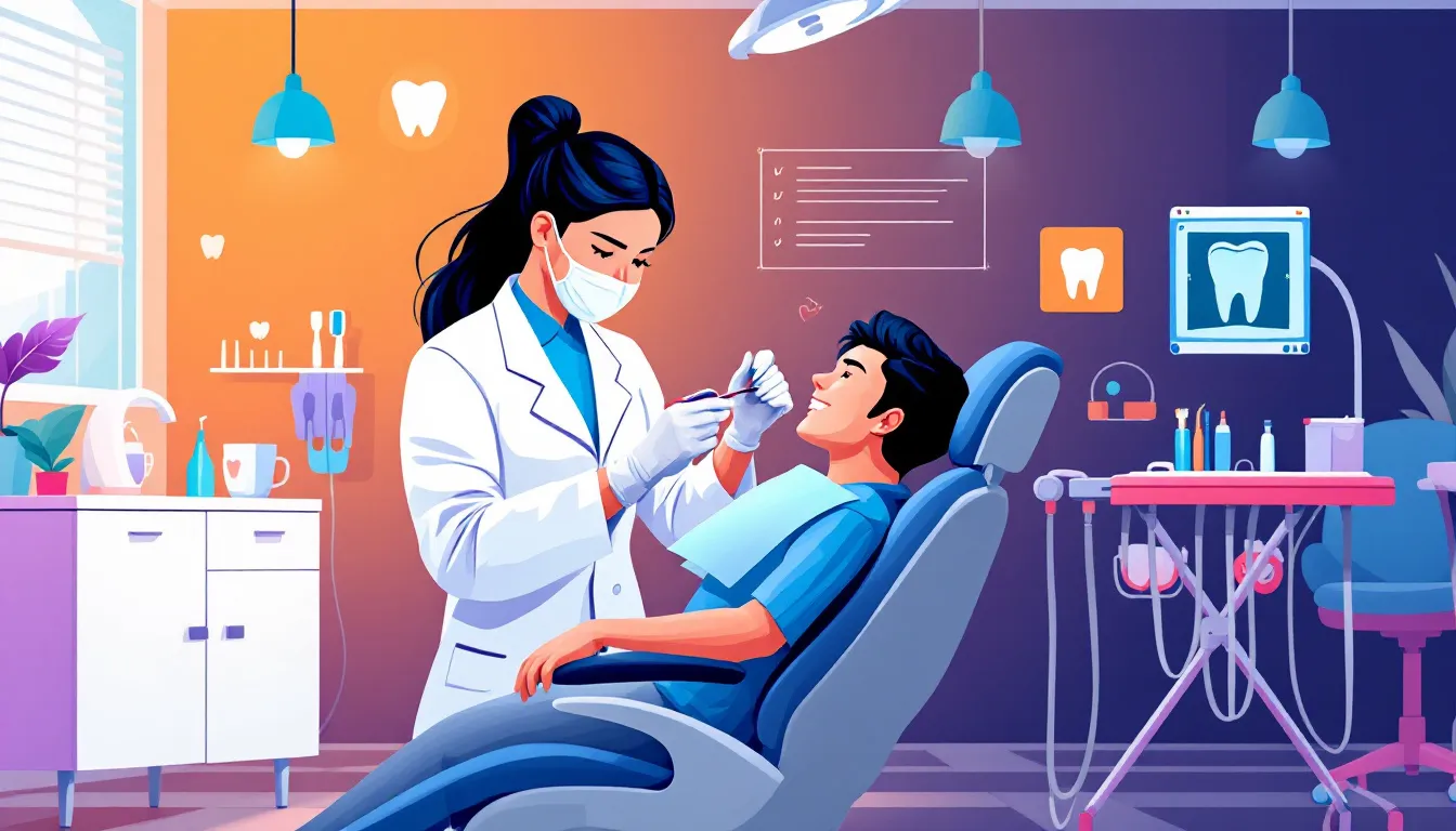 A dental hygienist providing care in a community health setting, focusing on oral health.