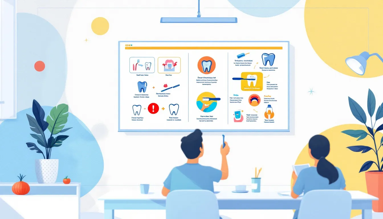 A classroom setting where dental hygiene education is taking place.