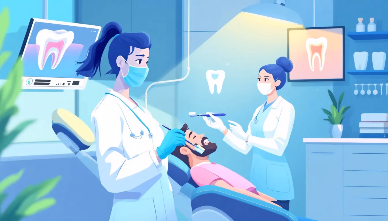 A dental hygienist working in a dental office, showcasing proper oral hygiene techniques.
