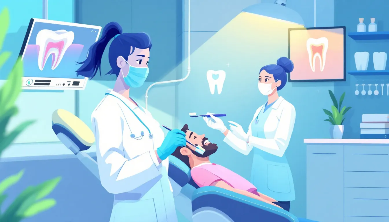 A dental hygienist working in a dental office, showcasing proper oral hygiene techniques.