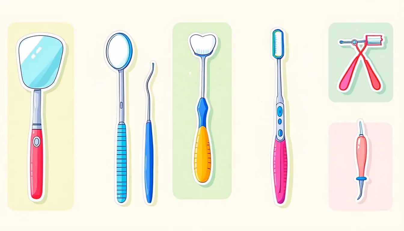 Various dental tools used by hygienists for oral health.