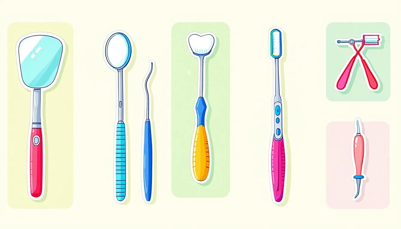 Various dental tools used by hygienists for oral health.