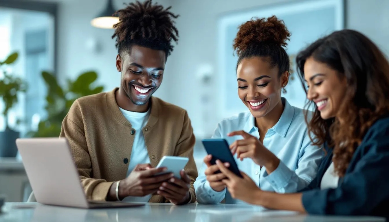Patients happily using online scheduling for their dental appointments.