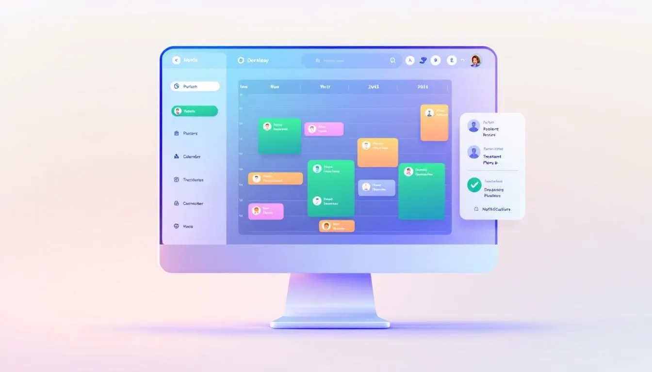 An illustration of a dental office scheduling software interface.