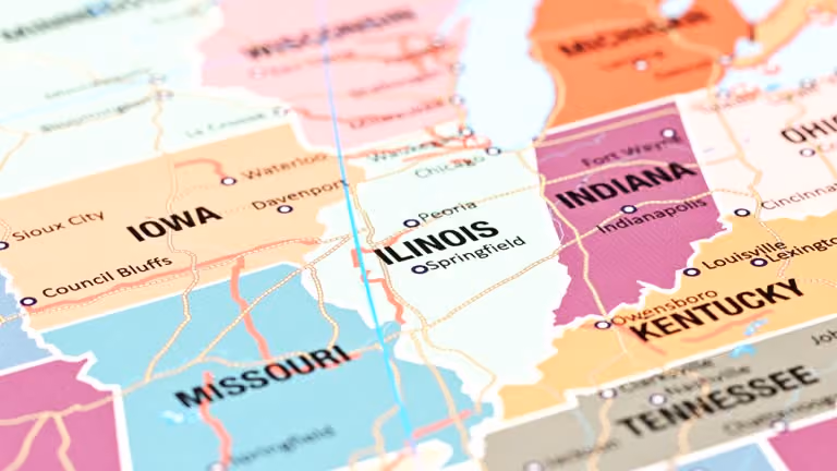 Midwest States Map.