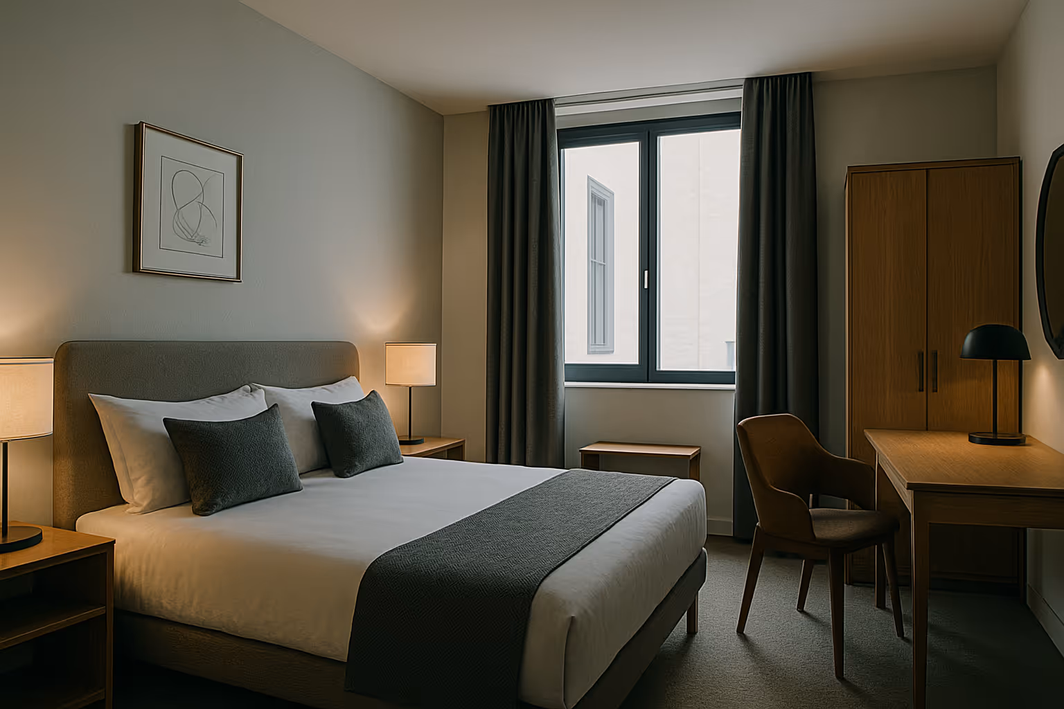 a furnished hotel room
