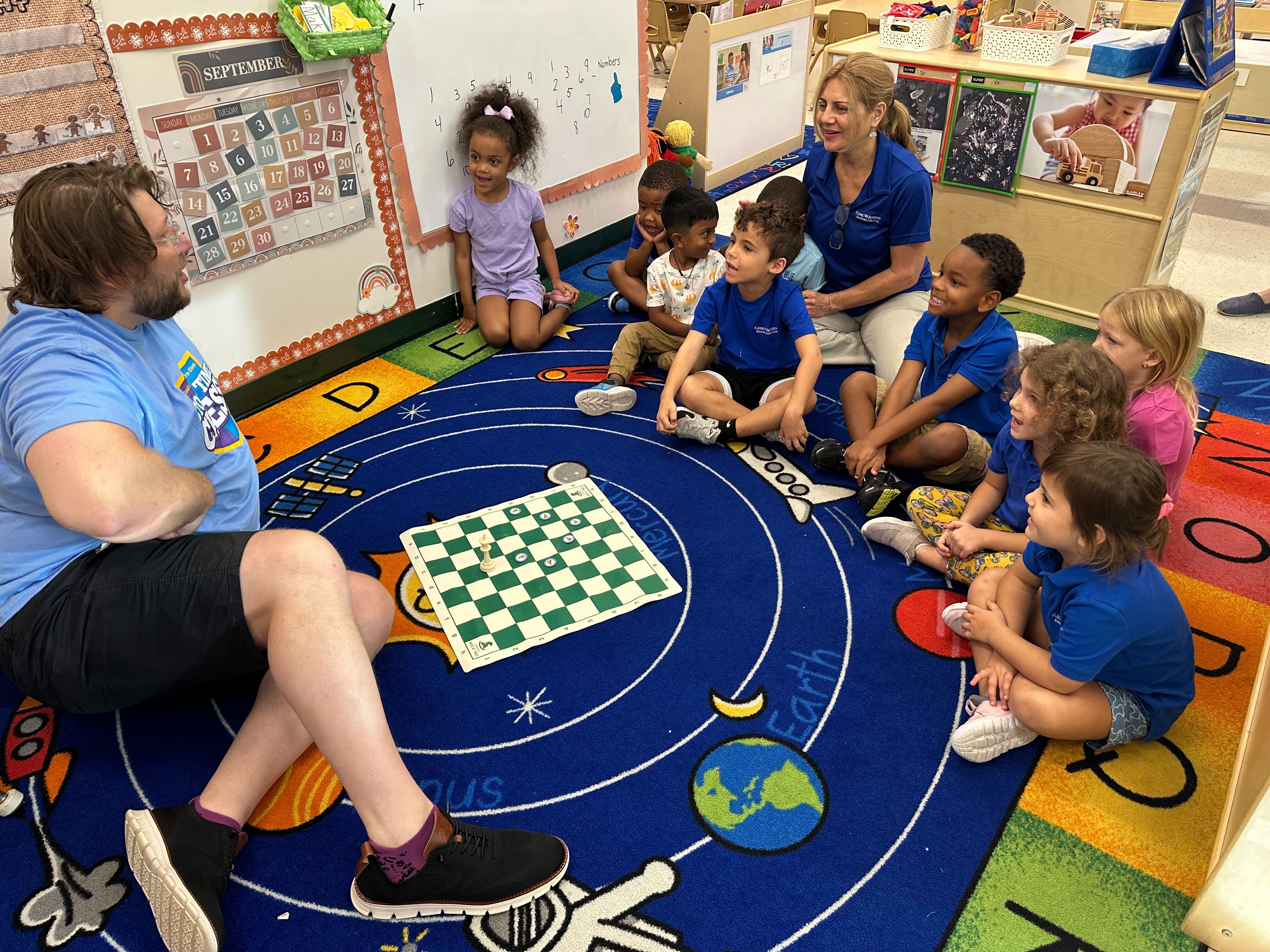 Kids having fun at Story Time Chess