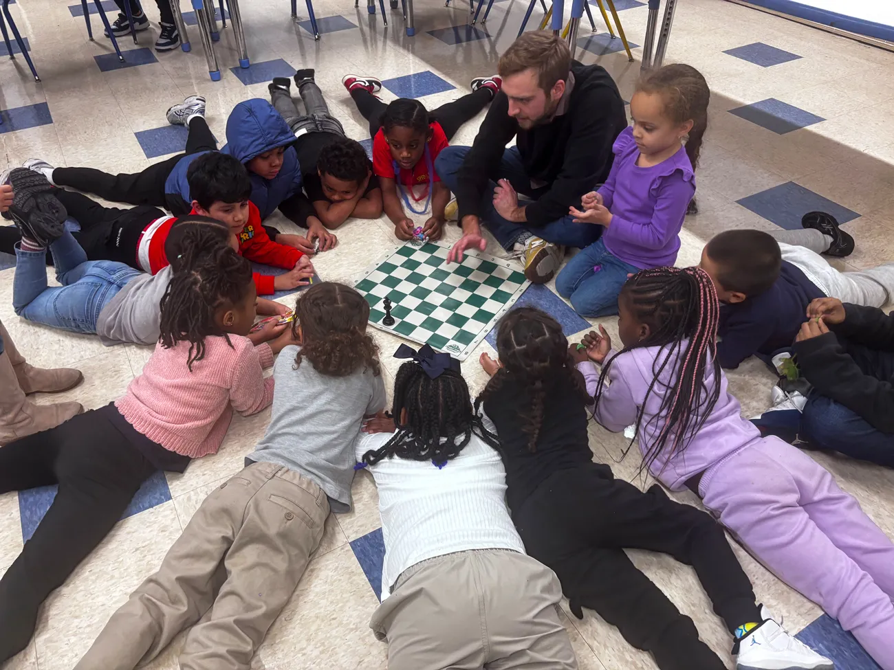 Children learning chess at Story Time Chess