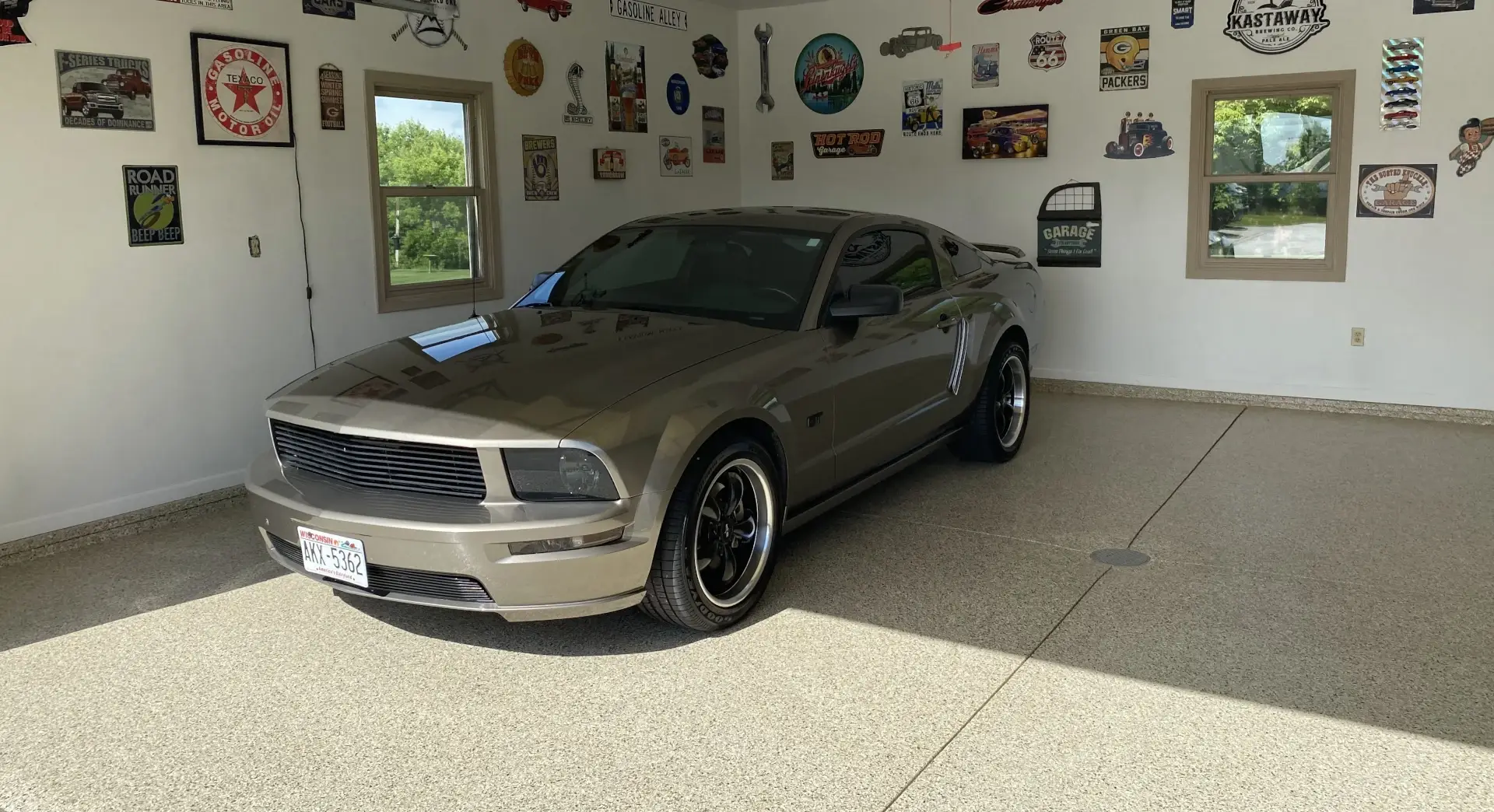 car in garage with floor coating