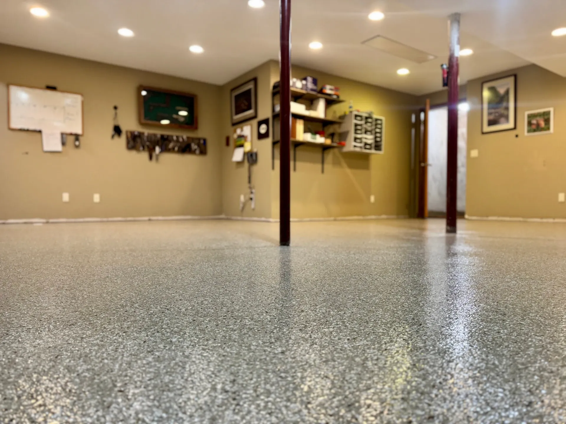 basement with floor coating