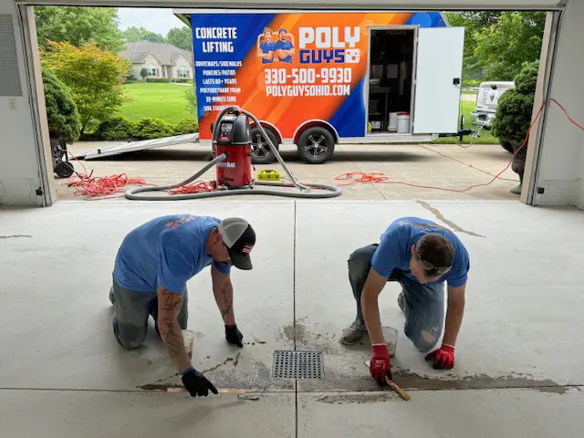 poly guys trailer while dan and nick work on floor