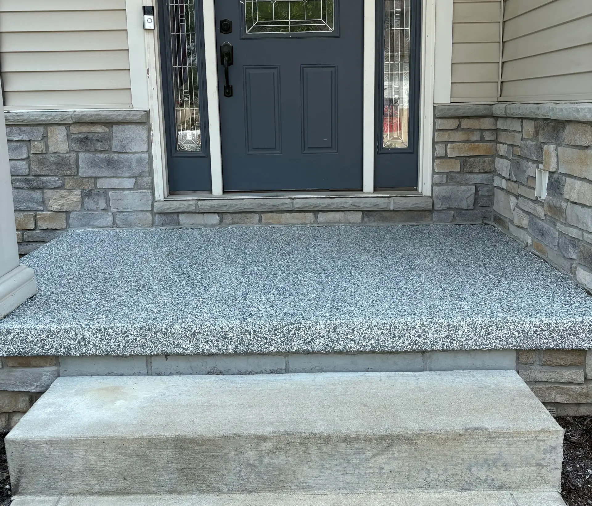 front concrete step after floor coating