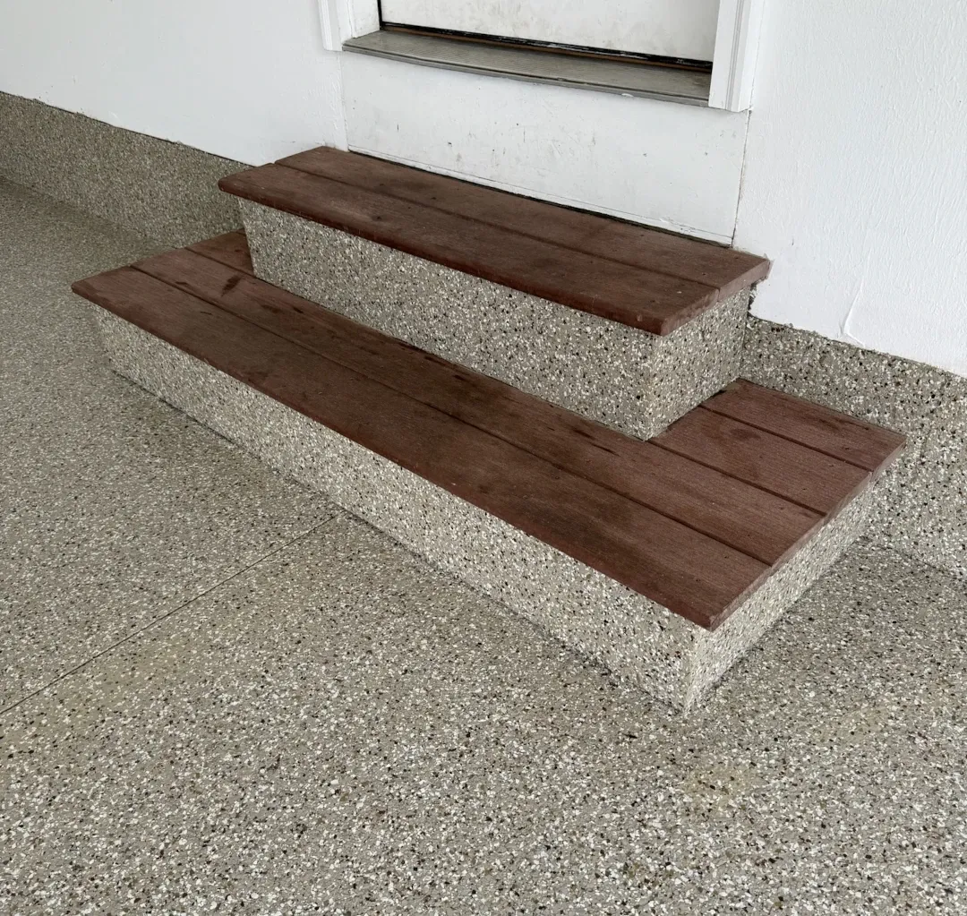 polyaspartic floor coating garage steps into home (1)