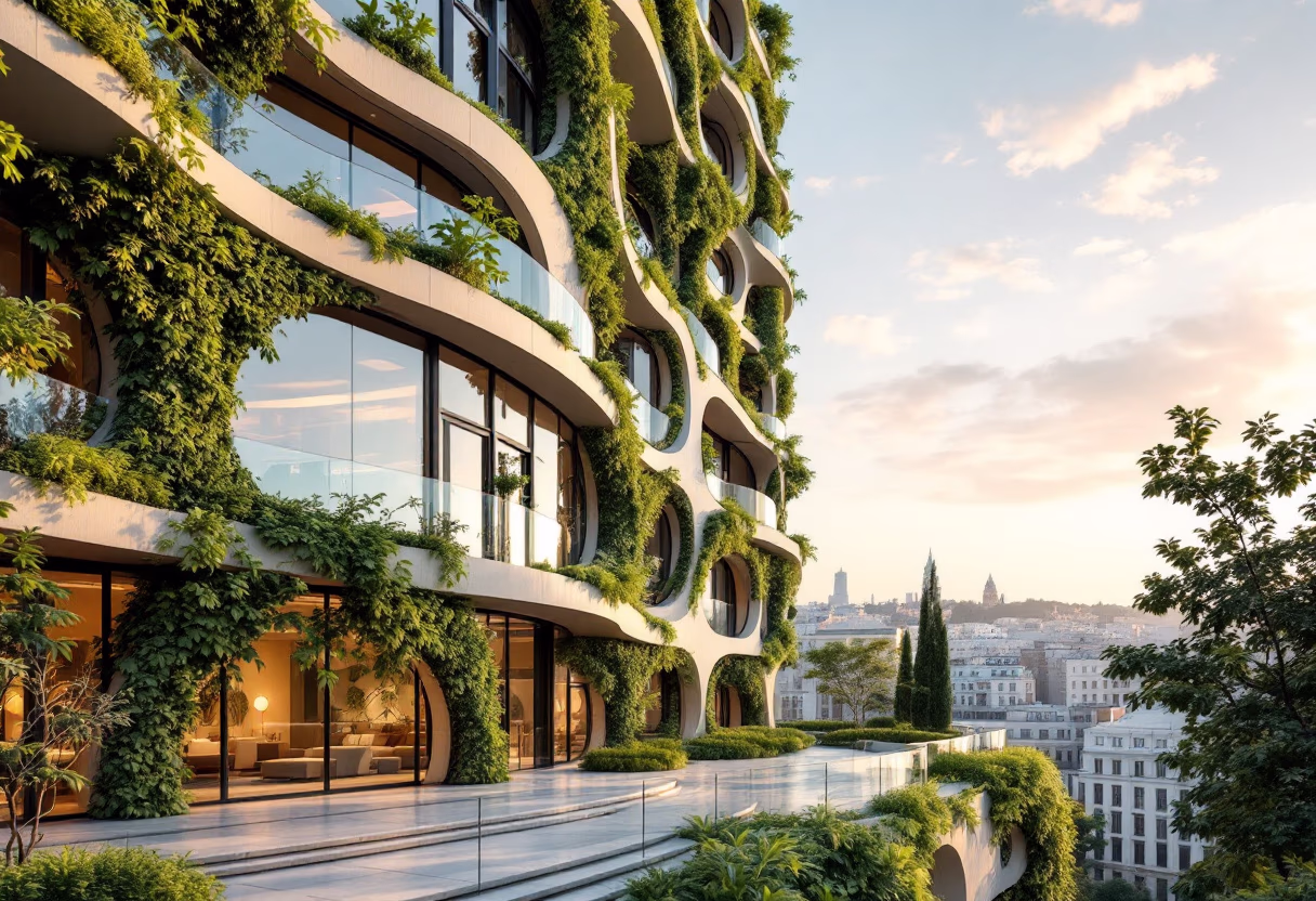 image of green building architecture for a green tech/cleantech company