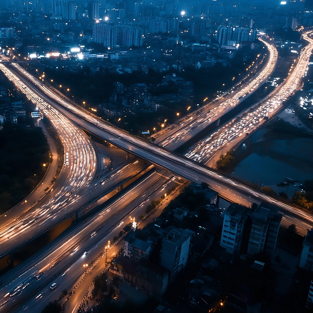 City Scape Freeway Flyover Night (square)