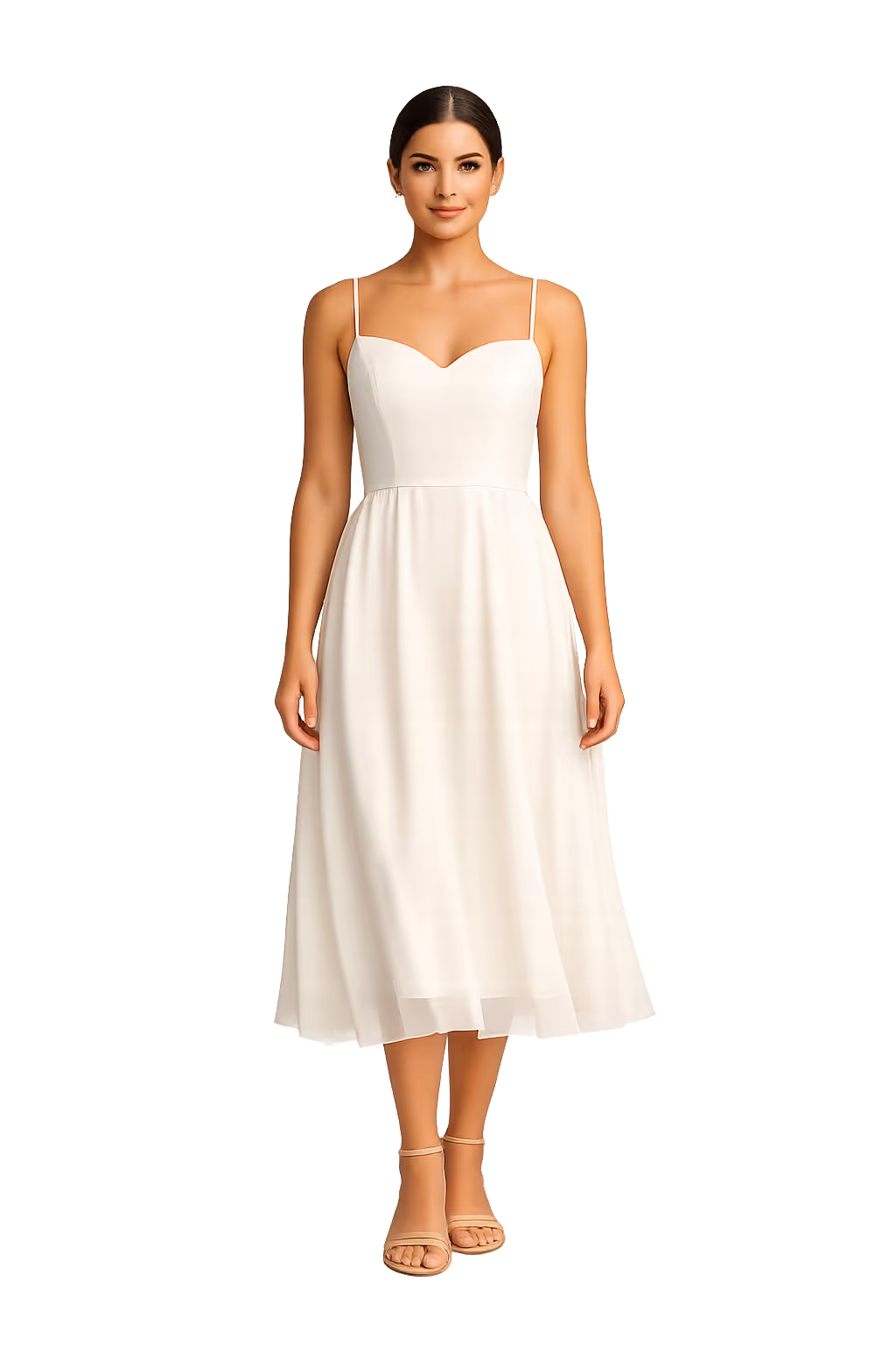 White midi dress - full body product view