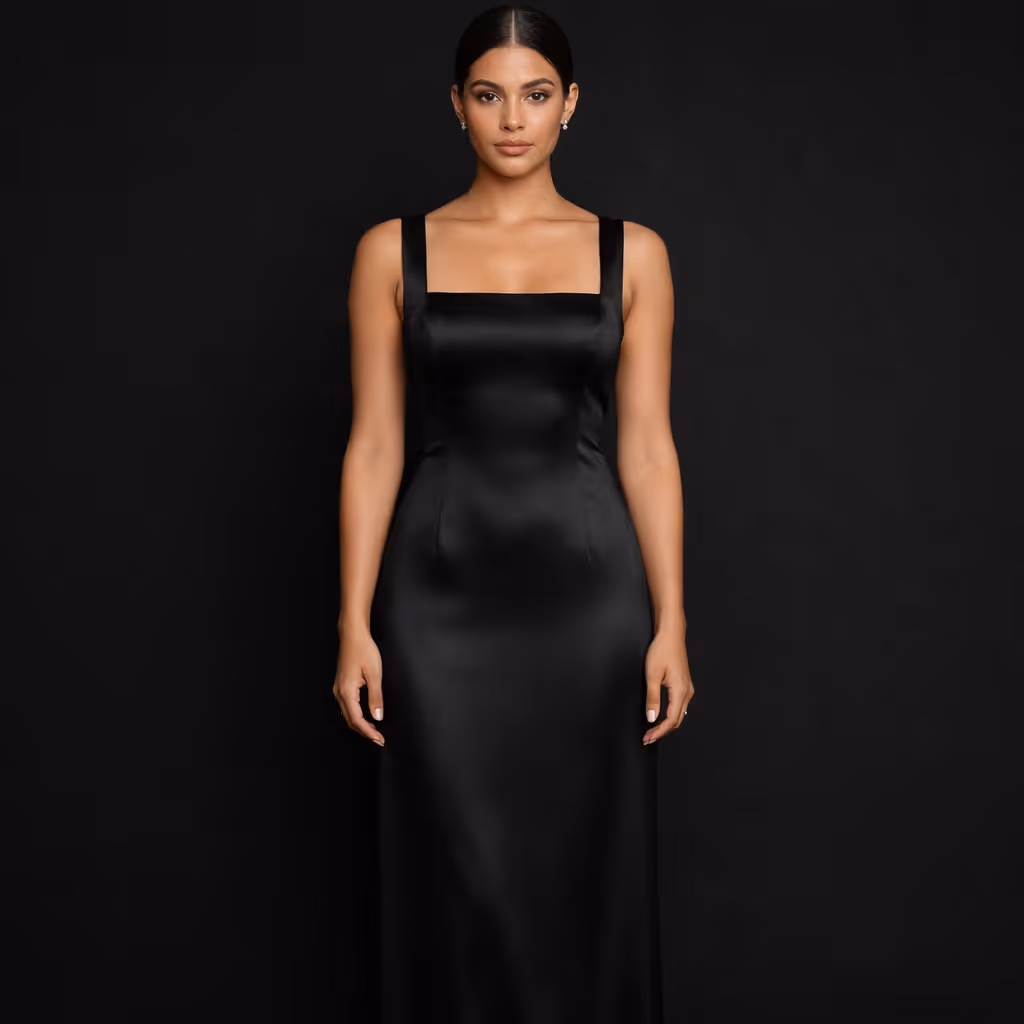 Midnight Satin Column Gown
