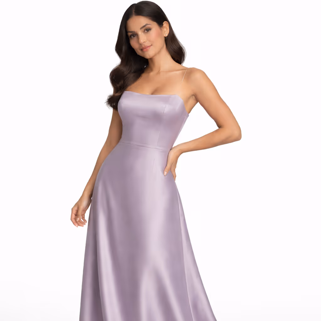 Lavender Satin-Crepe Corset-Bodice Gown