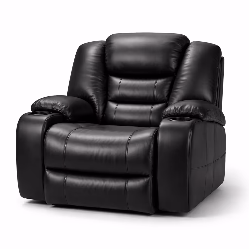 Titan Black Leather Recliner Chair
