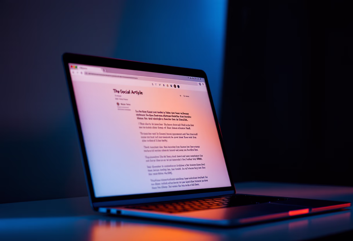 image of an article on a screen (for a social media and communication)