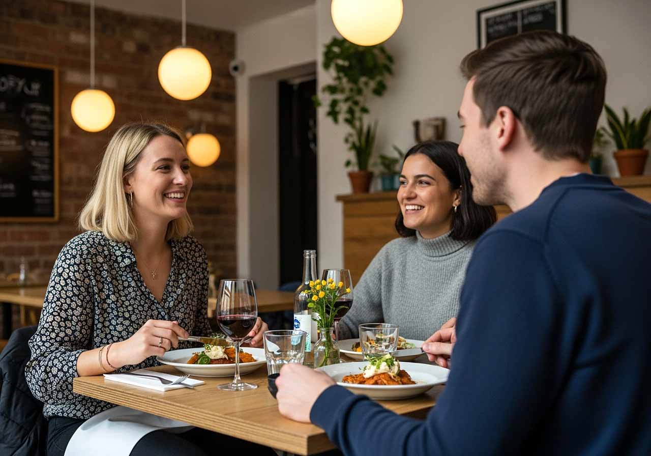 Photo of a group eating dinner
