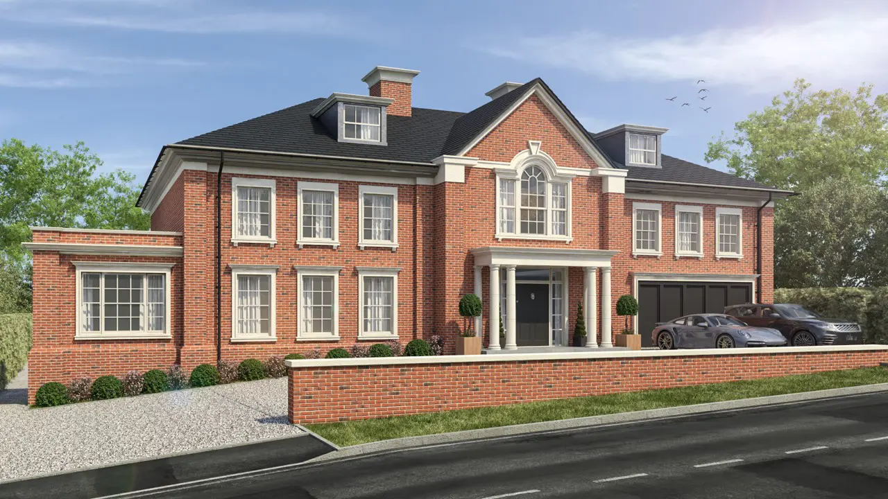Beautiful house with exterior made out of bricks.