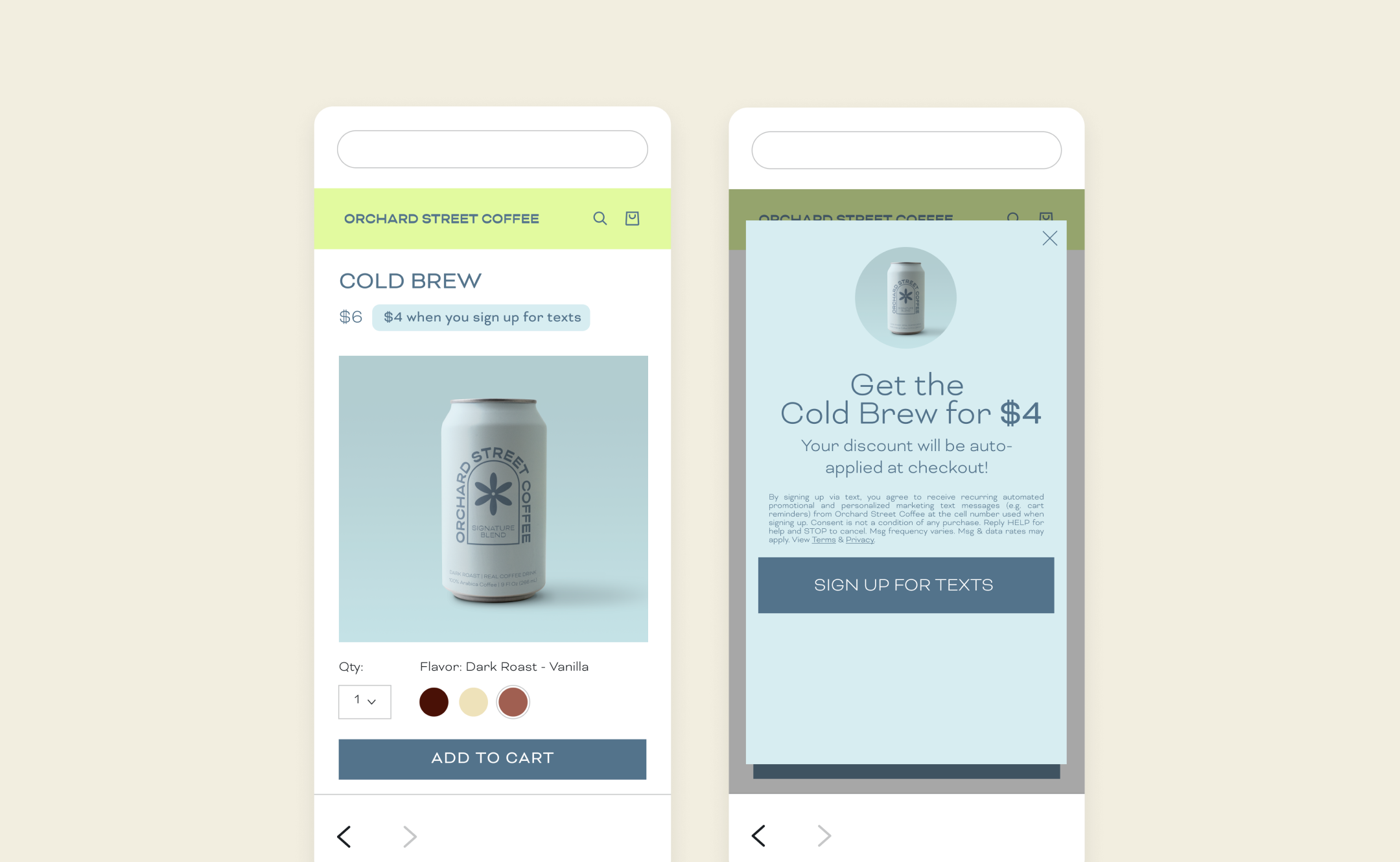 Dynamic pricing product display page sign-up units