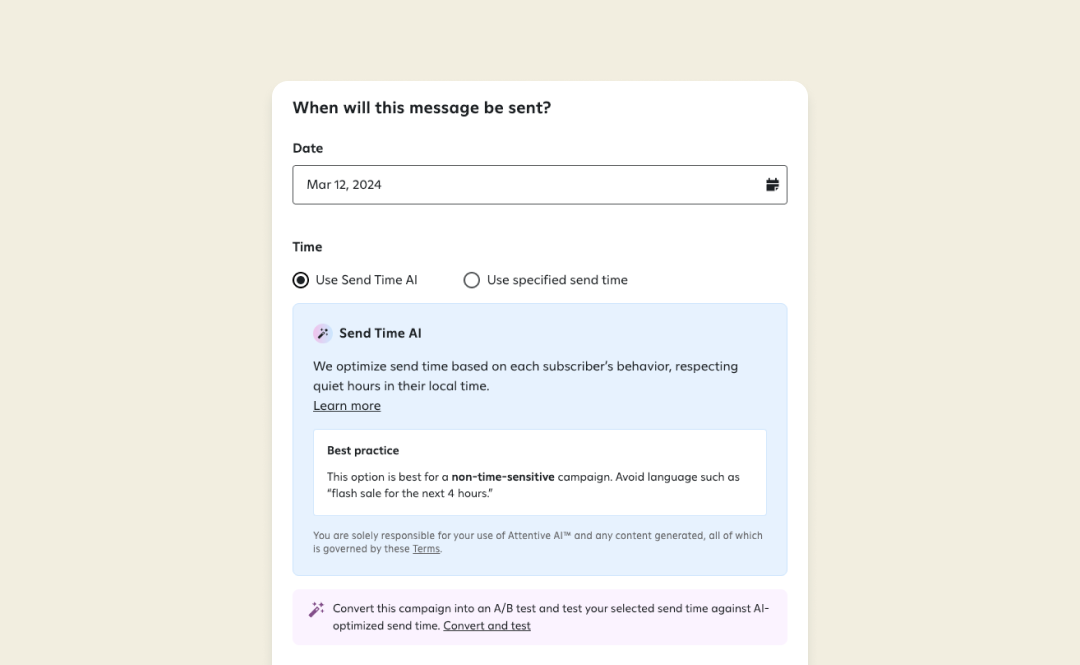 Attentive Send Time AI